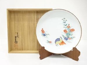 人間国宝　十三代　酒井田柿右衛門造　錦　秋草鶉文　額皿